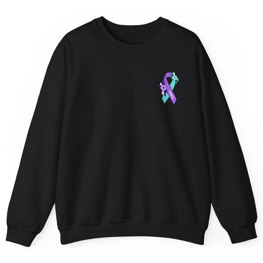 Psychogenic Non-epileptic Seizures PNES Purple Teal Ribbon Unisex Crewneck Sweatshirt