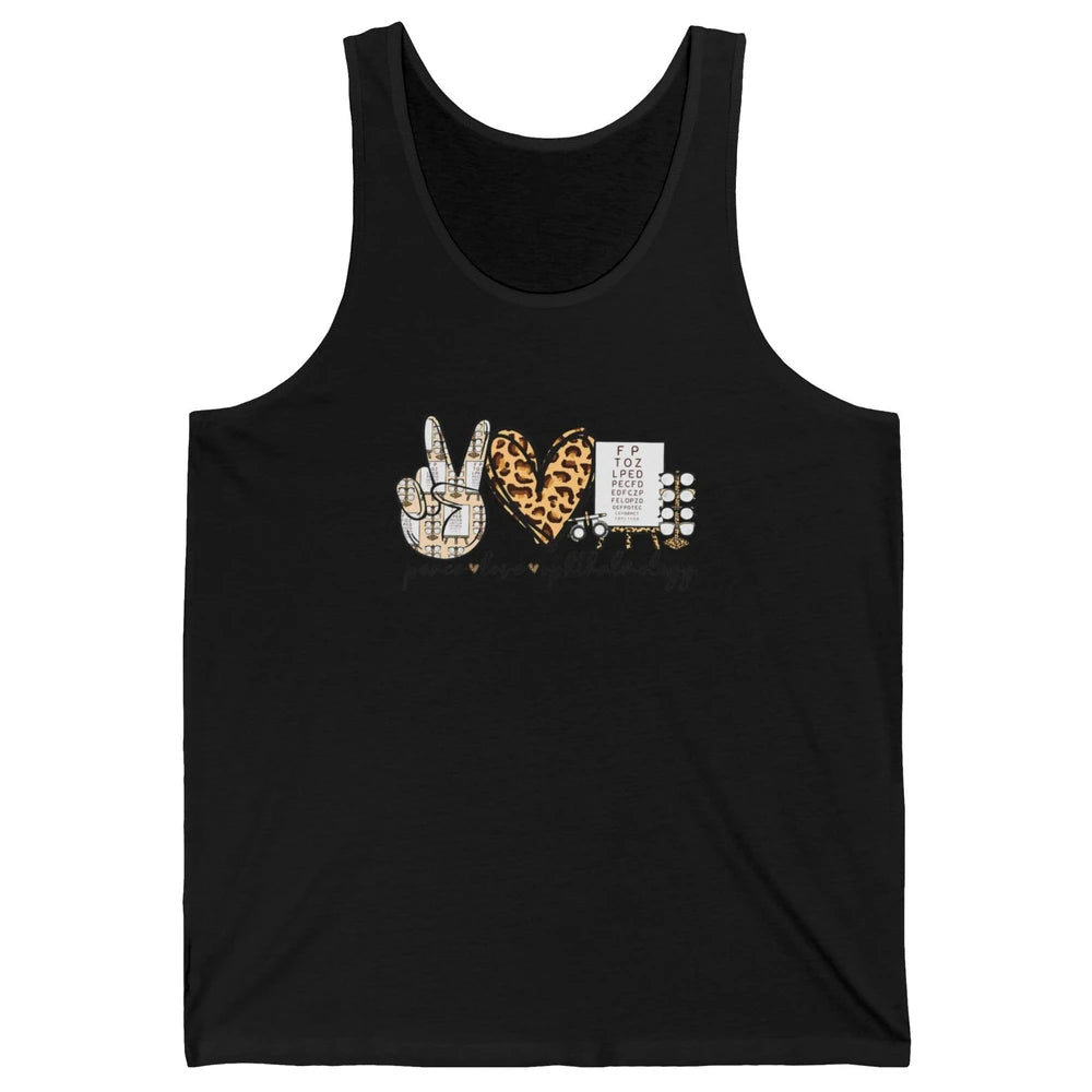 Peace Love Ophthalmology Leopard Heart Optician Optometrist Unisex Jersey Tank