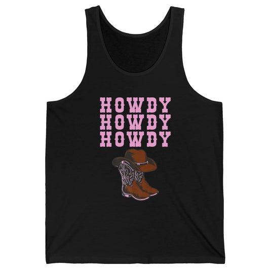Retro Cowgirl Boots And Hat Howdy Western Country Cowboy Unisex Jersey Tank