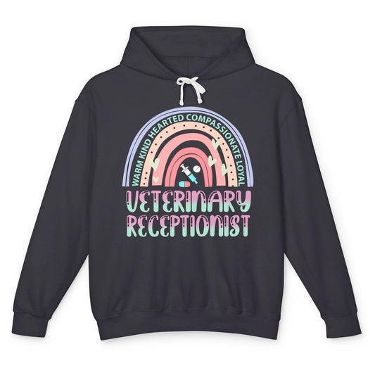 Pink Rainbow Veterinarian Receptionist Dog Recue Dog Mom Unisex Lightweight Hoodie
