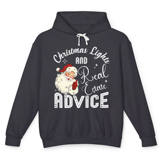 Merry Christmas Xmas Lights Santa Realtor Real Estate Advice Unisex Lightweight Hoodie