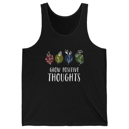 Retro Grow Positive Thoughts Vintage Wildflowers Happy Mind Unisex Jersey Tank