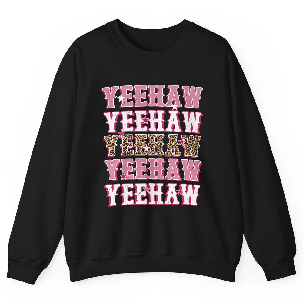 Retro Leopard Yeehaw Western Country Cowboy Cowgirl Costume Unisex Crewneck Sweatshirt