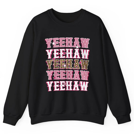 Retro Leopard Yeehaw Western Country Cowboy Cowgirl Costume Unisex Crewneck Sweatshirt