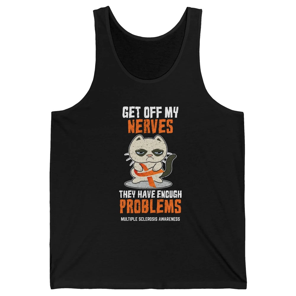 Multiple Sclerosis Awareness Ms Cancer Cat Orange Ribbon Unisex Jersey Tank