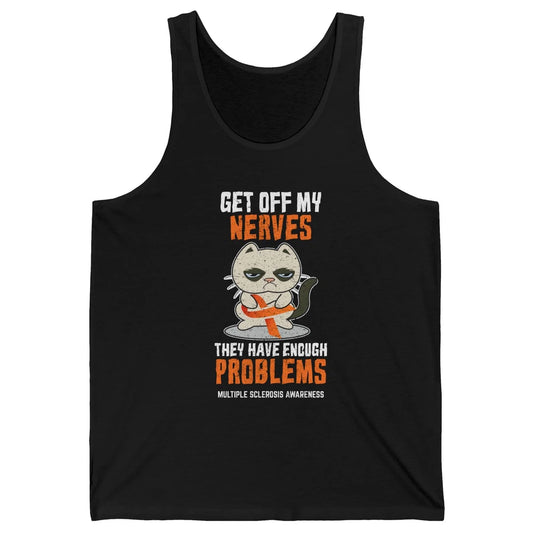 Multiple Sclerosis Awareness Ms Cancer Cat Orange Ribbon Unisex Jersey Tank