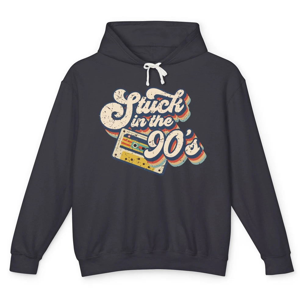 Retro Cassette Stuck In The 90s 1990s Born Birthday Day Gift Unisex Lightweight Hoodie