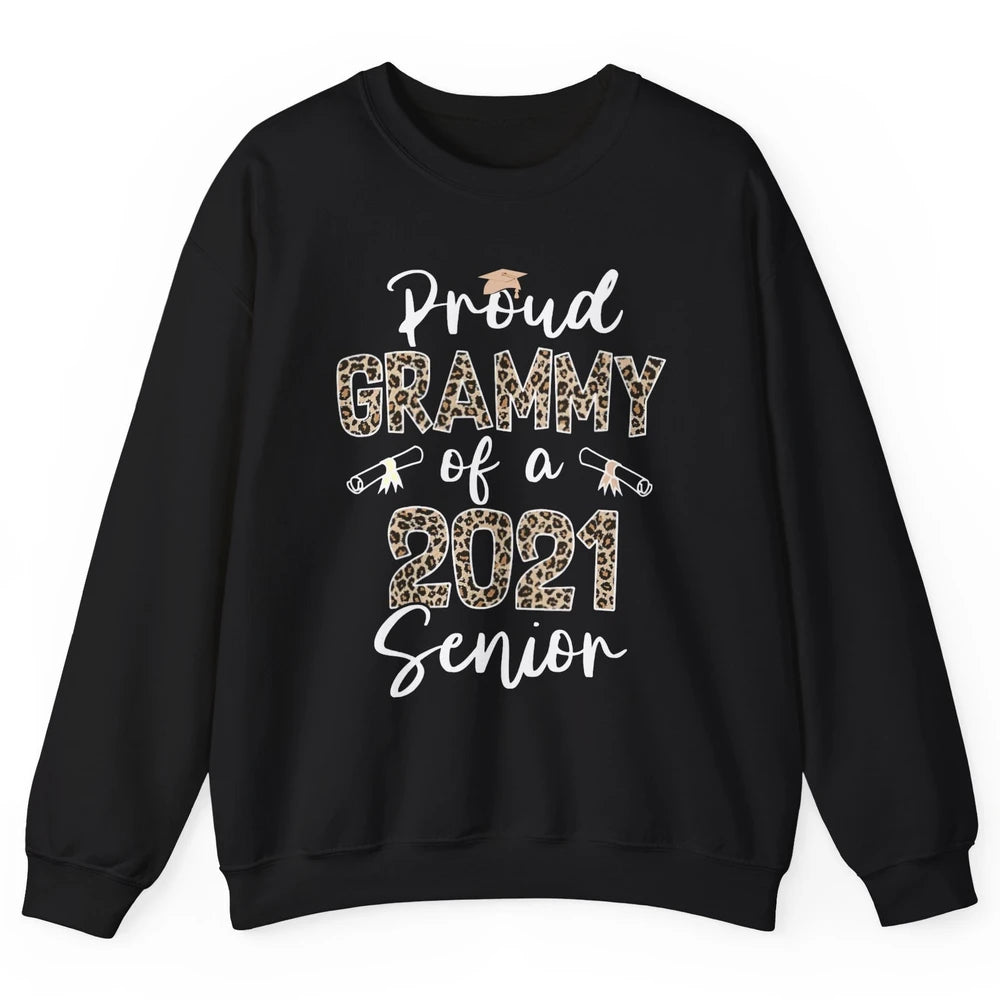 Proud Grammy Of A 2021 Senior Senior 2021 Grad Party Leopard Unisex Crewneck Sweatshirt