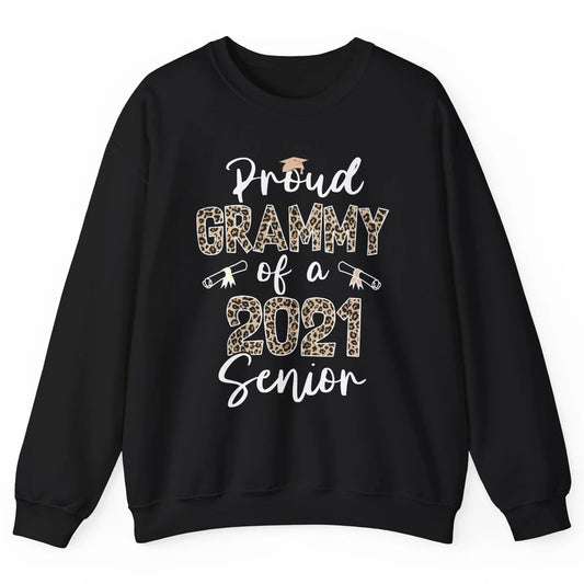 Proud Grammy Of A 2021 Senior Senior 2021 Grad Party Leopard Unisex Crewneck Sweatshirt