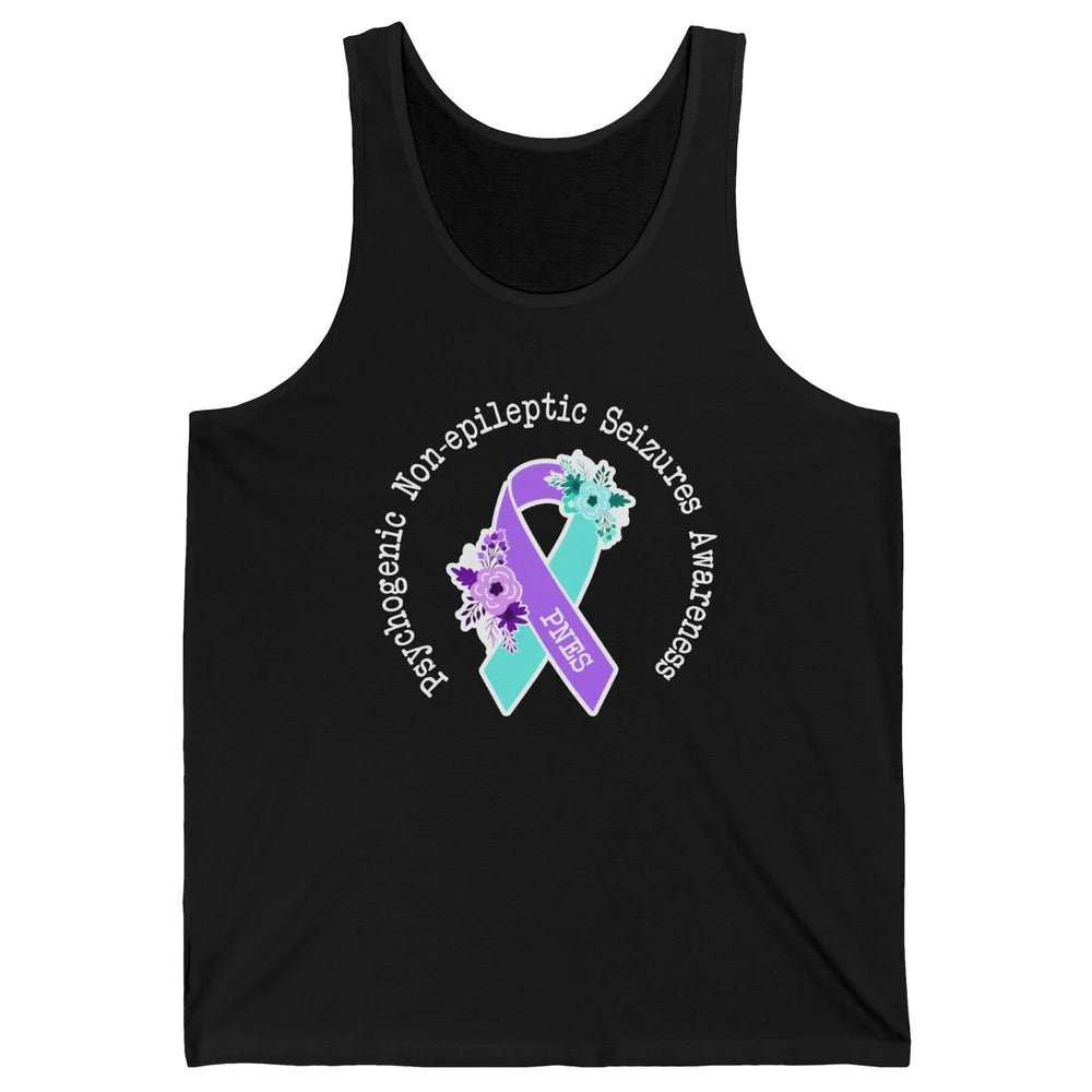 Psychogenic Non-epileptic Seizures PNES Purple Teal Ribbon Unisex Jersey Tank