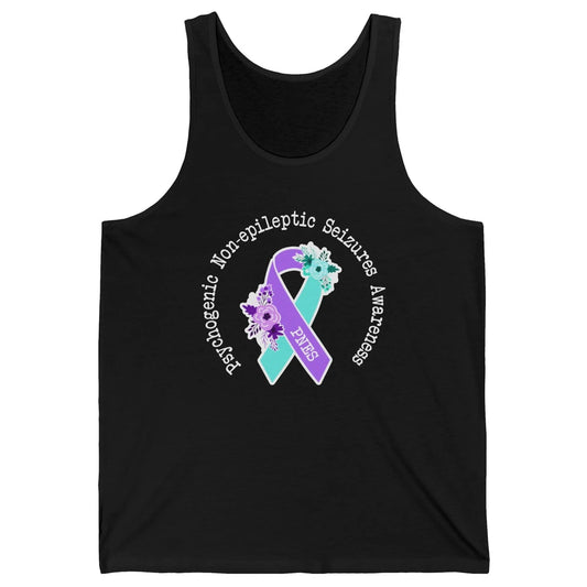 Psychogenic Non-epileptic Seizures PNES Purple Teal Ribbon Unisex Jersey Tank