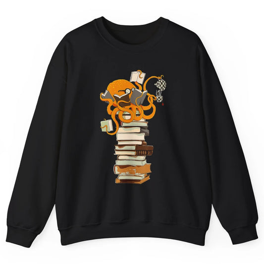 Reading Books Octopus Tea Coffee Sea Animal Marine Bookish Unisex Crewneck Sweatshirt