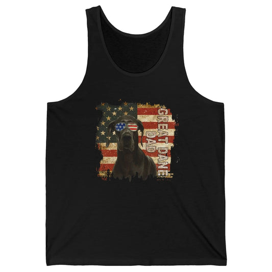Retro Best Great Dane Dad Ever American Flag 4th Of July Unisex Jersey Tank