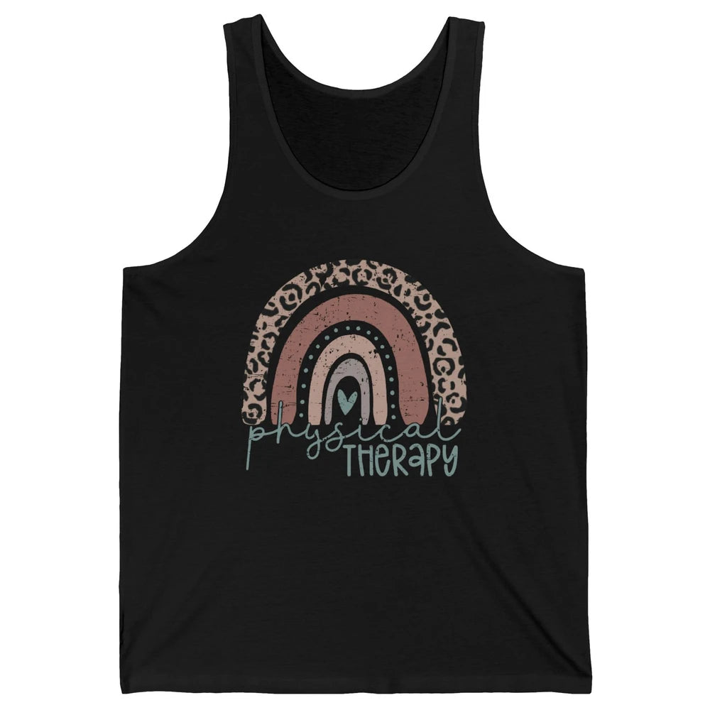 Retro Physical Therapy Rainbow Physical Therapist PT Leopard Unisex Jersey Tank