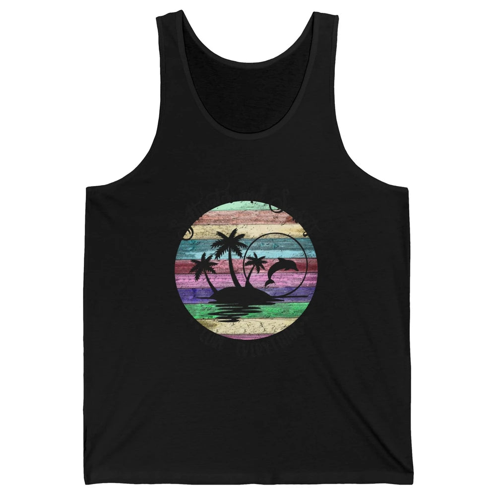 Retro Beach Sunset Saltwater and Sunsets Cure Everything Unisex Jersey Tank