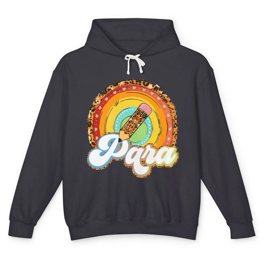 Retro Leopard Rainbow Paraprofessional Teacher Para Squad Unisex Lightweight Hoodie