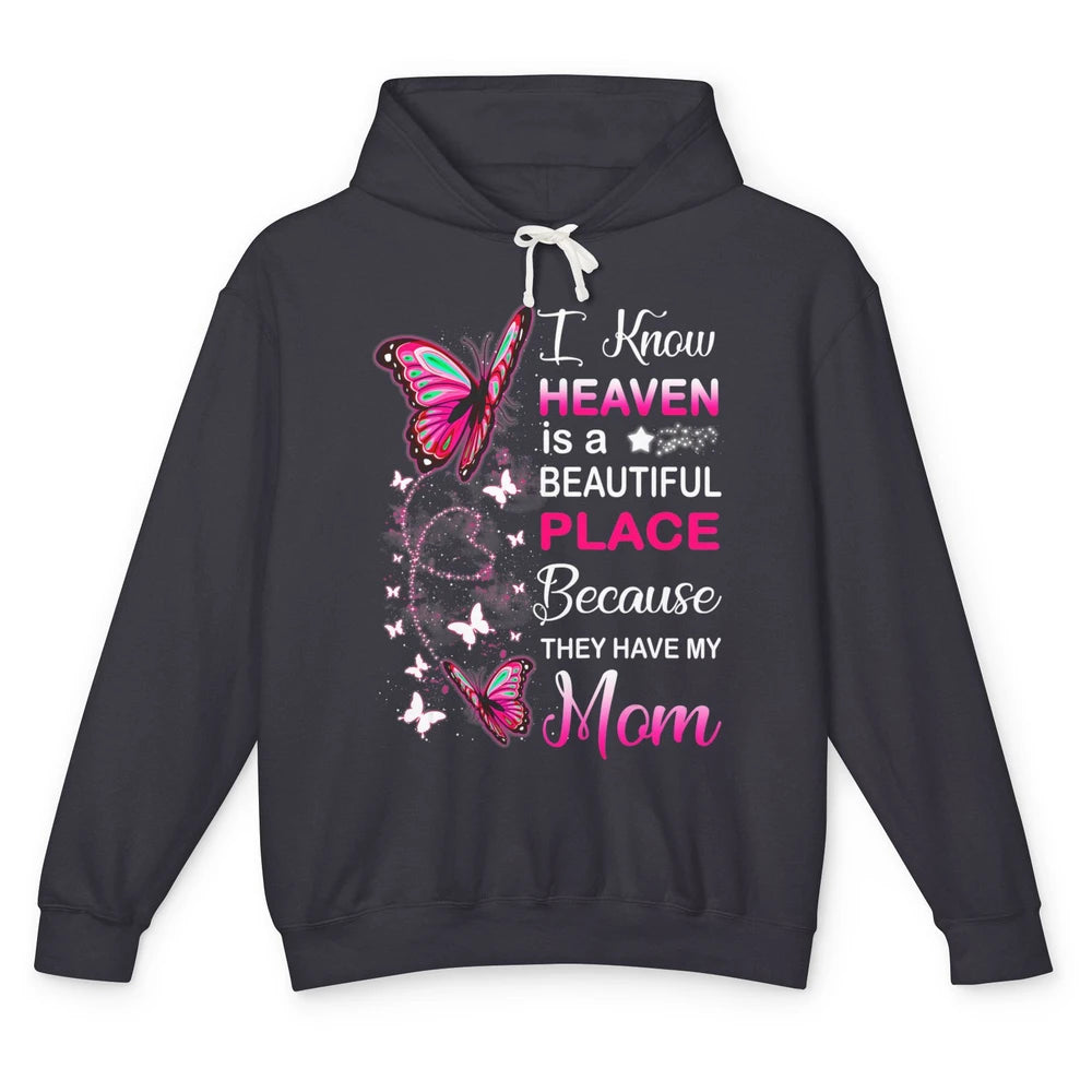 My Mom In Heaven Angel Wings Mother Memories Butterflies Unisex Lightweight Hoodie