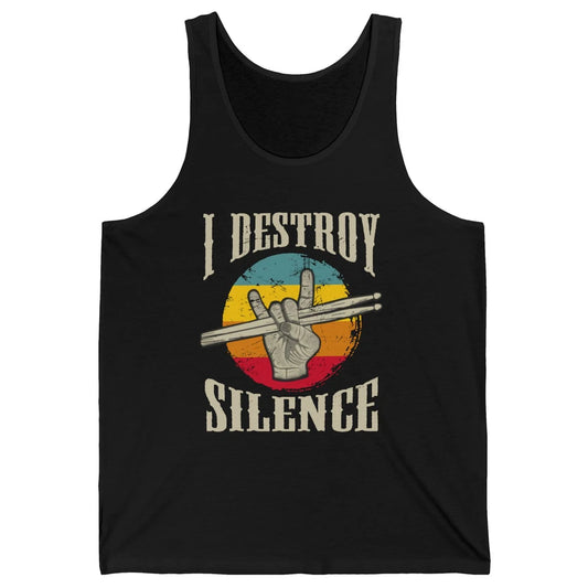 Retro Drummer I Destroy Silence Drumsticks Drumming Lovers Unisex Jersey Tank