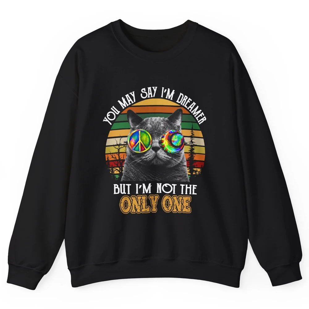 Retro Hippie Cat I'm A Dreamer Peace Lovers Hippie Soul Gift Unisex Crewneck Sweatshirt