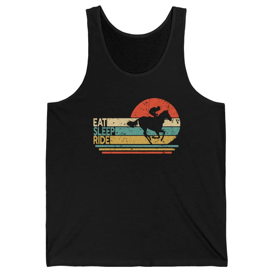 Retro Cowboy Riding Horse Eat Sleep Ride Western Cowgirl Unisex Jersey Tank