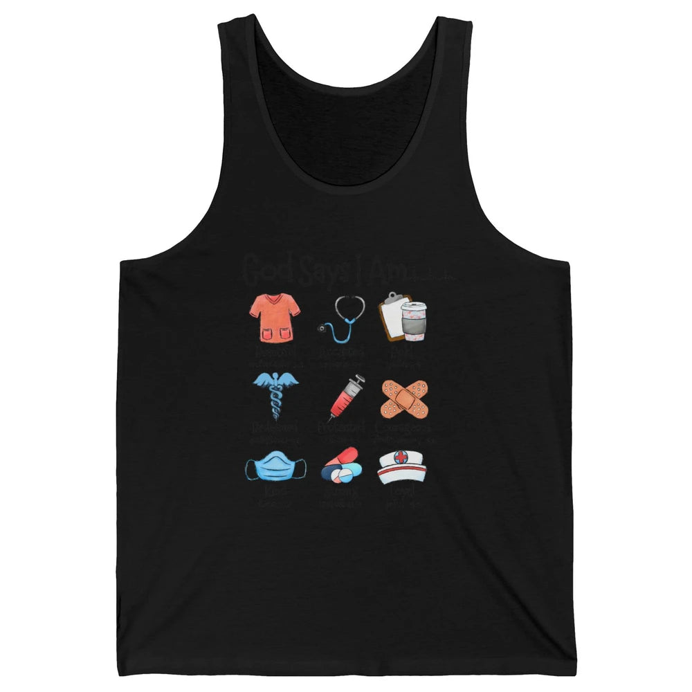 Nurse Christian God Says I Am Bible Verse Religious Western Unisex Jersey Tank