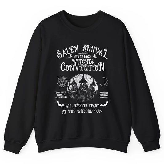 Retro Salem Annual Witches Convention Halloween Witch Magic Unisex Crewneck Sweatshirt