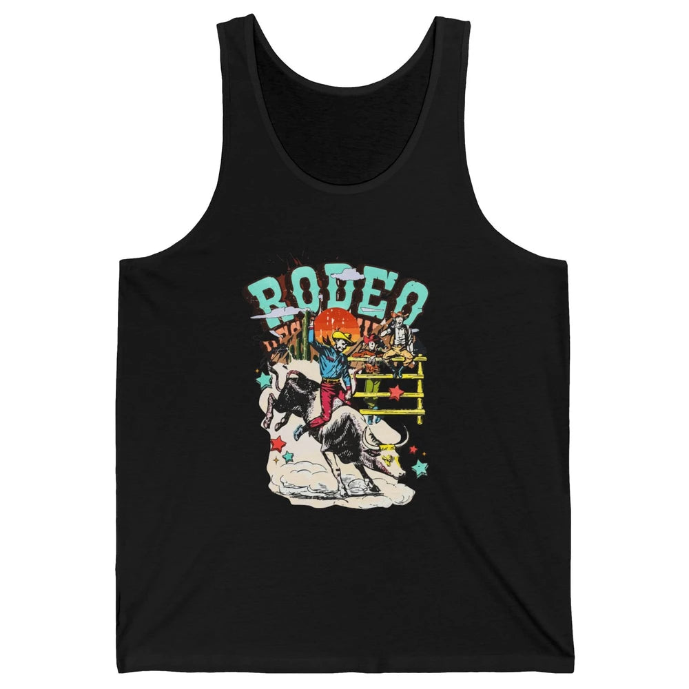 Retro Cowboy Horsing Rodeo Dad Bull Racing Western Country Unisex Jersey Tank