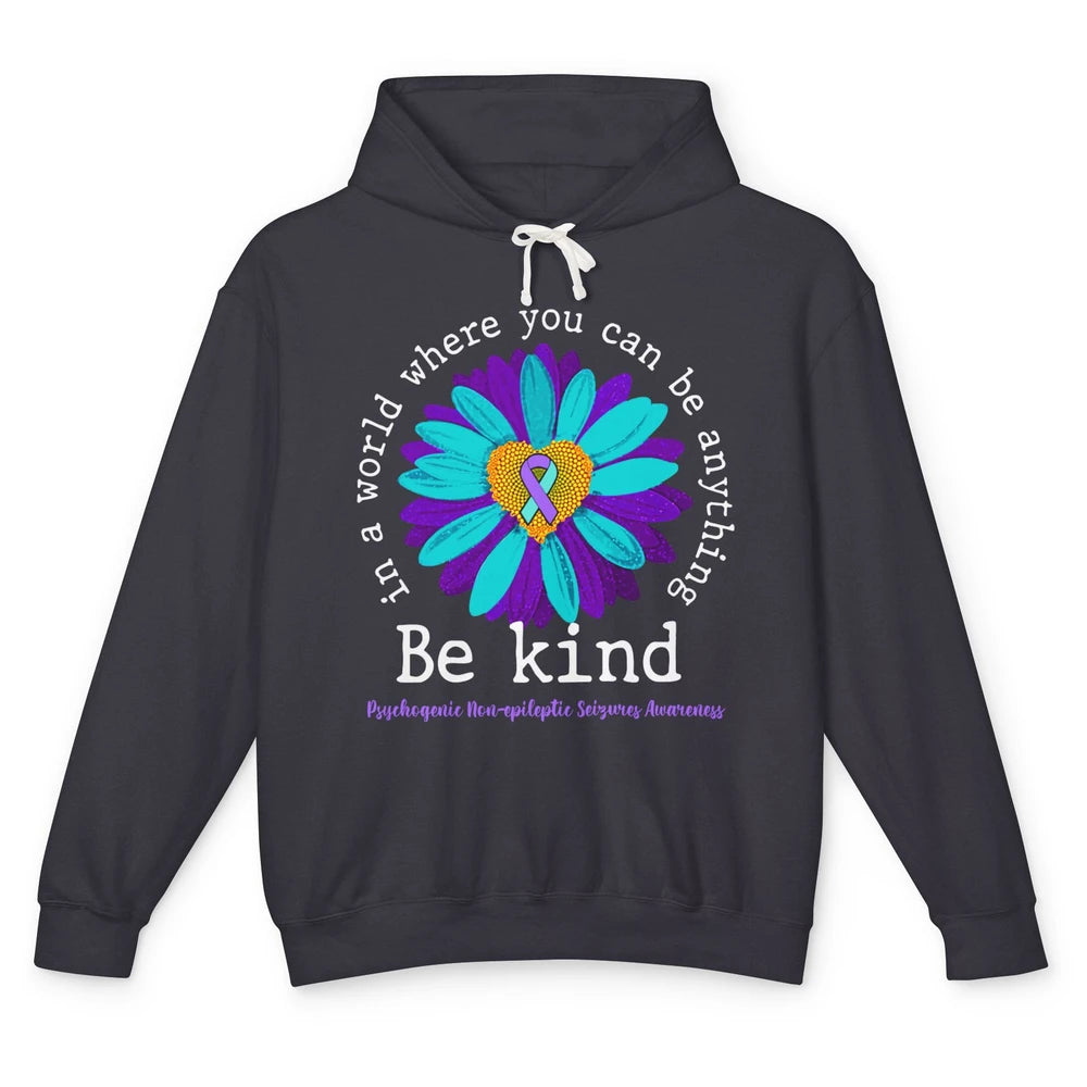 PNES Awareness Purple Teal Ribbon Sunflower Be Kind Unisex Lightweight Hoodie