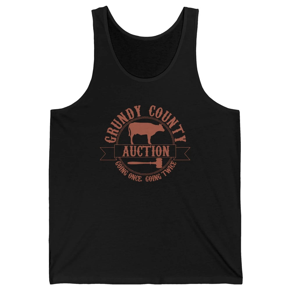 Retro Cow Cattle Grundy County Auction Western Country Farm Unisex Jersey Tank