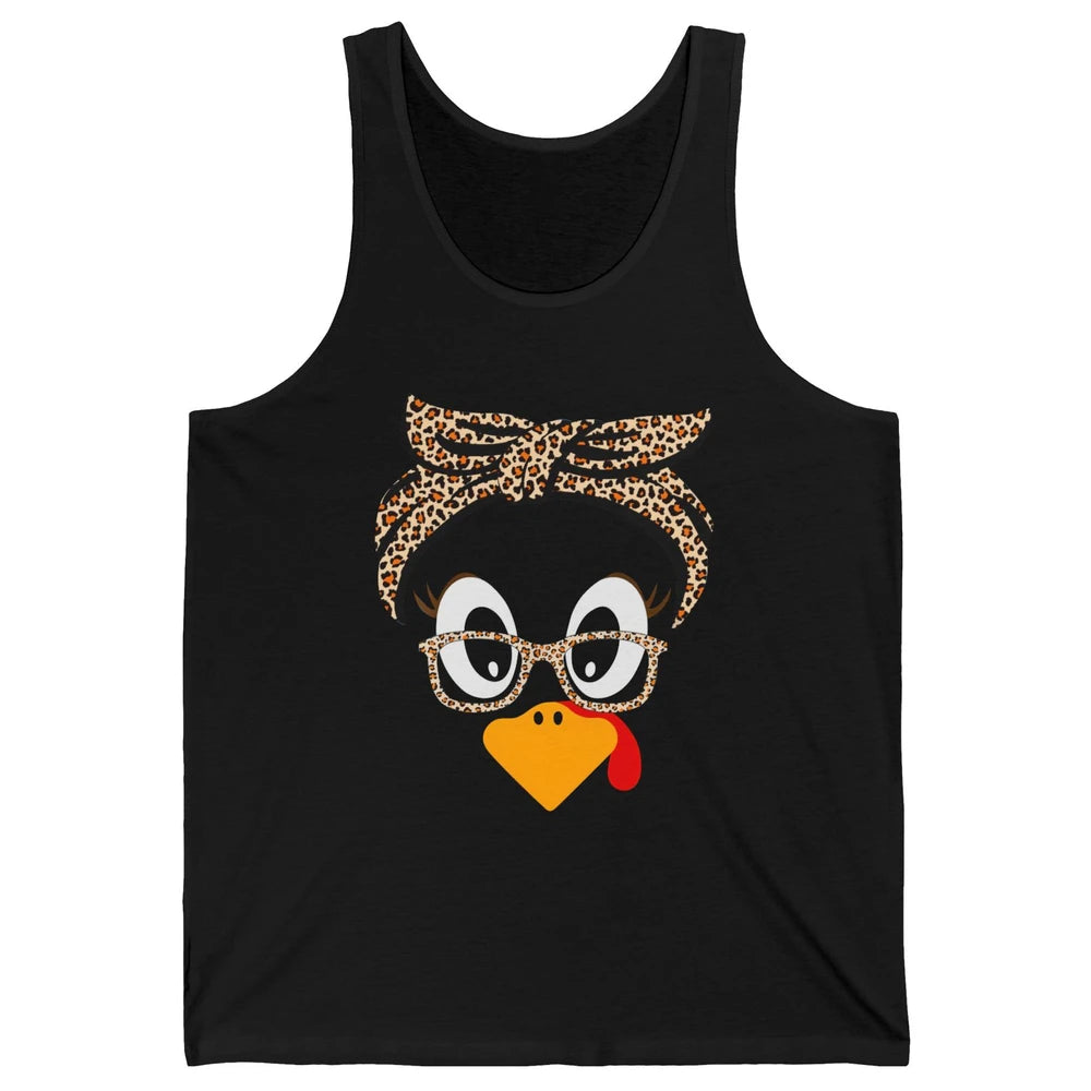 Cute Turkey Mom Leopard Glasses Thanksgiving Fall Turkey Day Unisex Jersey Tank