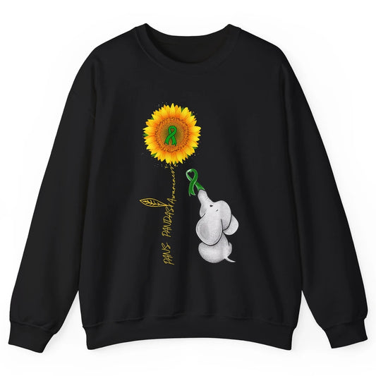 PANS/PANDAS Awareness Green Ribbon Sunflower Baby Elephant Unisex Crewneck Sweatshirt