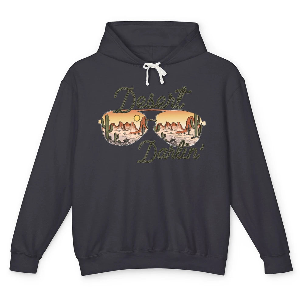 Retro Desert Darling Cactus Glasses Western Country Cowboy Unisex Lightweight Hoodie