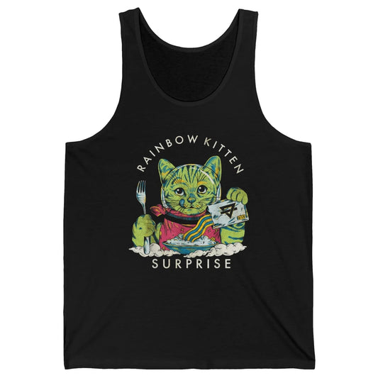 Retro Rainbow Kitten Surprise Gothic Halloween Funny Cat Pet Unisex Jersey Tank