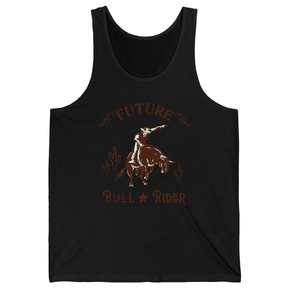 Retro Future Bull Rider Cowboy Western Country Cactus Riding Unisex Jersey Tank