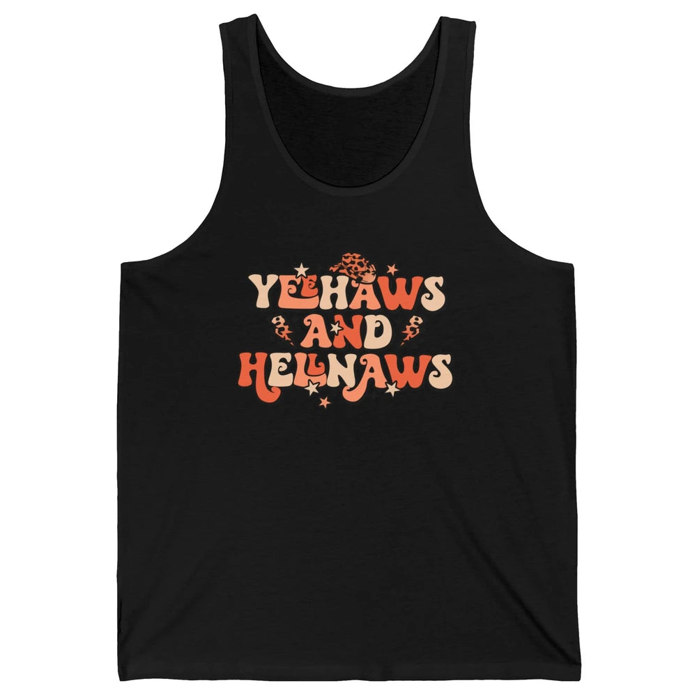 Retro Cowboy Leopard Yeehaws And Hell Naws Western Country Unisex Jersey Tank