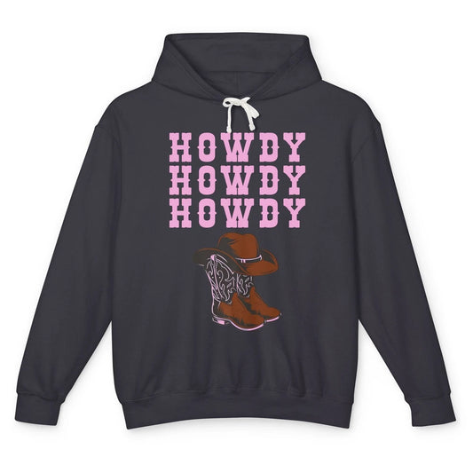 Retro Cowgirl Boots And Hat Howdy Western Country Cowboy Unisex Lightweight Hoodie