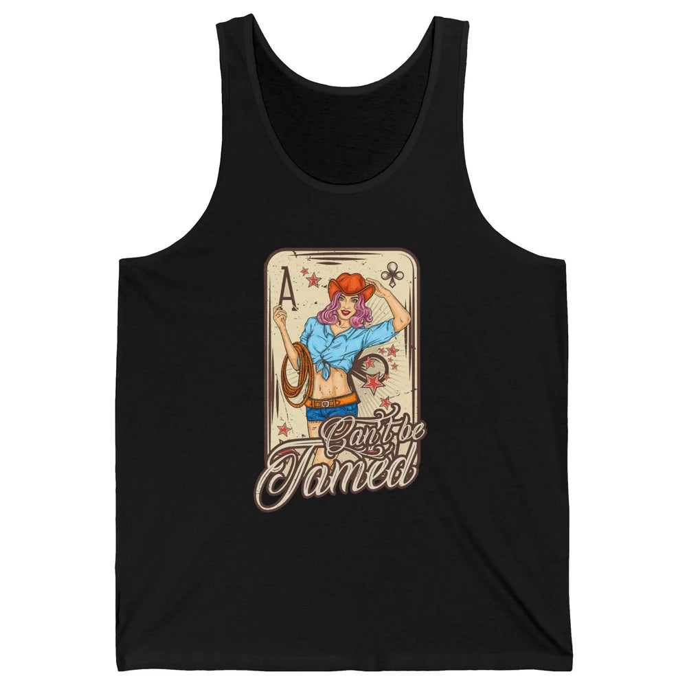 Retro Cowgirl Card Can't Be Tamed Western Country Midwest Unisex Jersey Tank