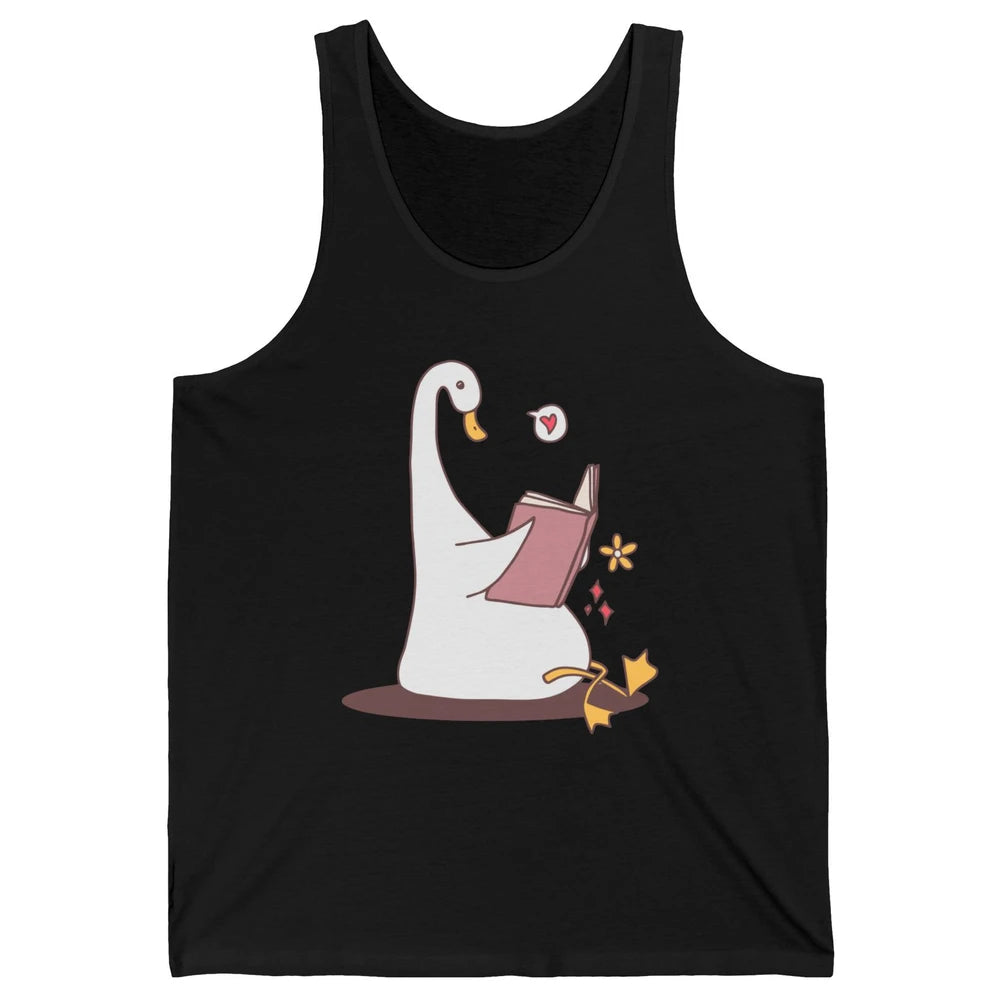 Funny Silly Goose Book Reading Goose Book Lovers Bookish Unisex Jersey Tank