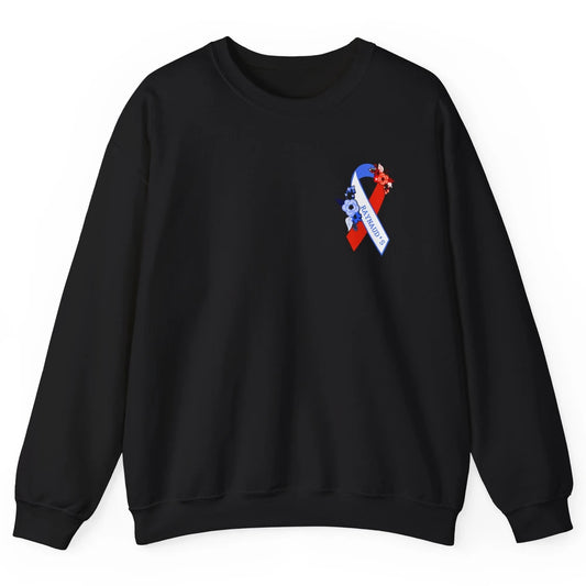 Raynaud's Syndrome Awareness Support Floral Red Blue Ribbon Unisex Crewneck Sweatshirt