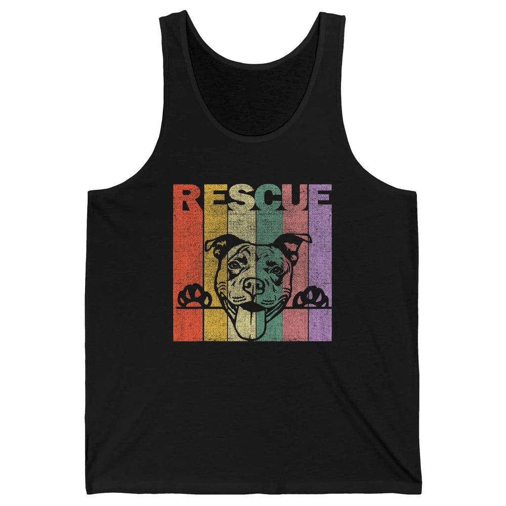 Rescue Dog Pitbull Puppy Adopt Vintage Funny Pet Rescuer Mom Unisex Jersey Tank
