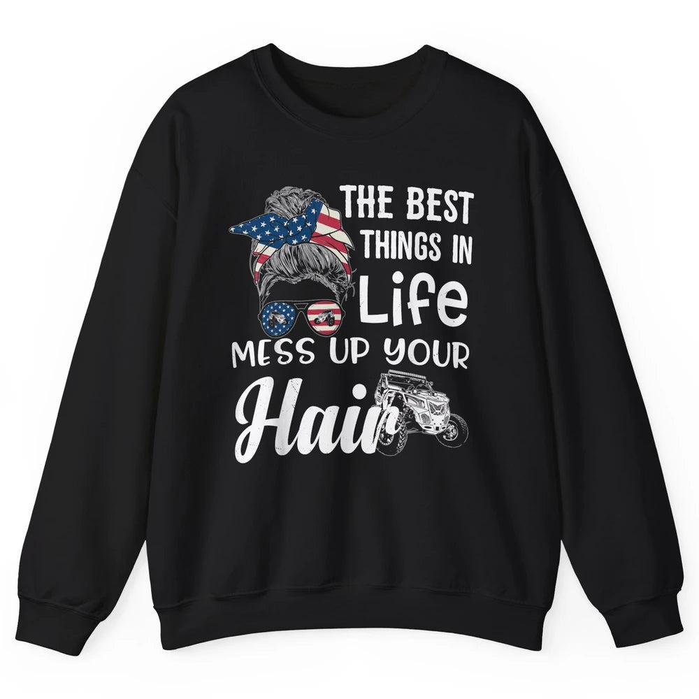 Retro Mess Up Your Hair Motocross Quad Biker ATV SXS Offroad Unisex Crewneck Sweatshirt