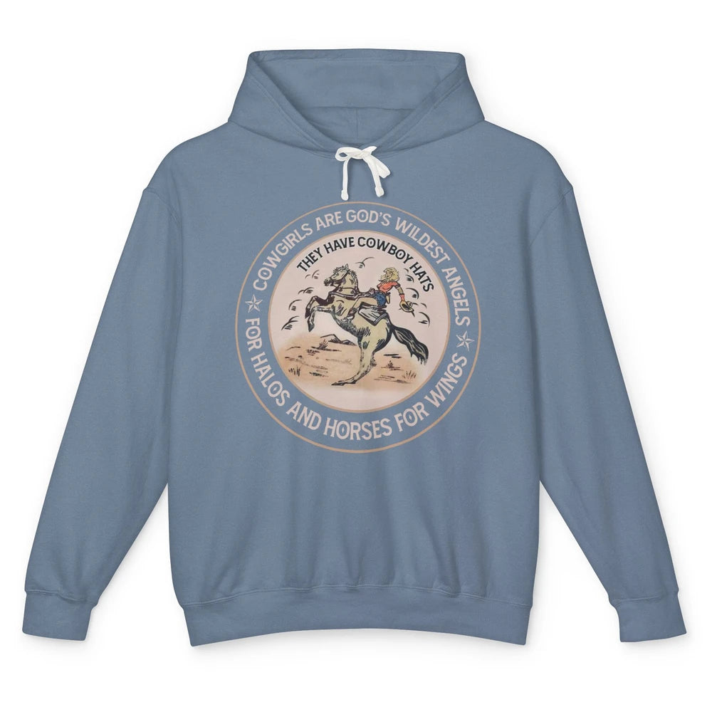 Retro Cowgirls Are God's Wildest Angel Western Country Rodeo Unisex Lightweight Hoodie