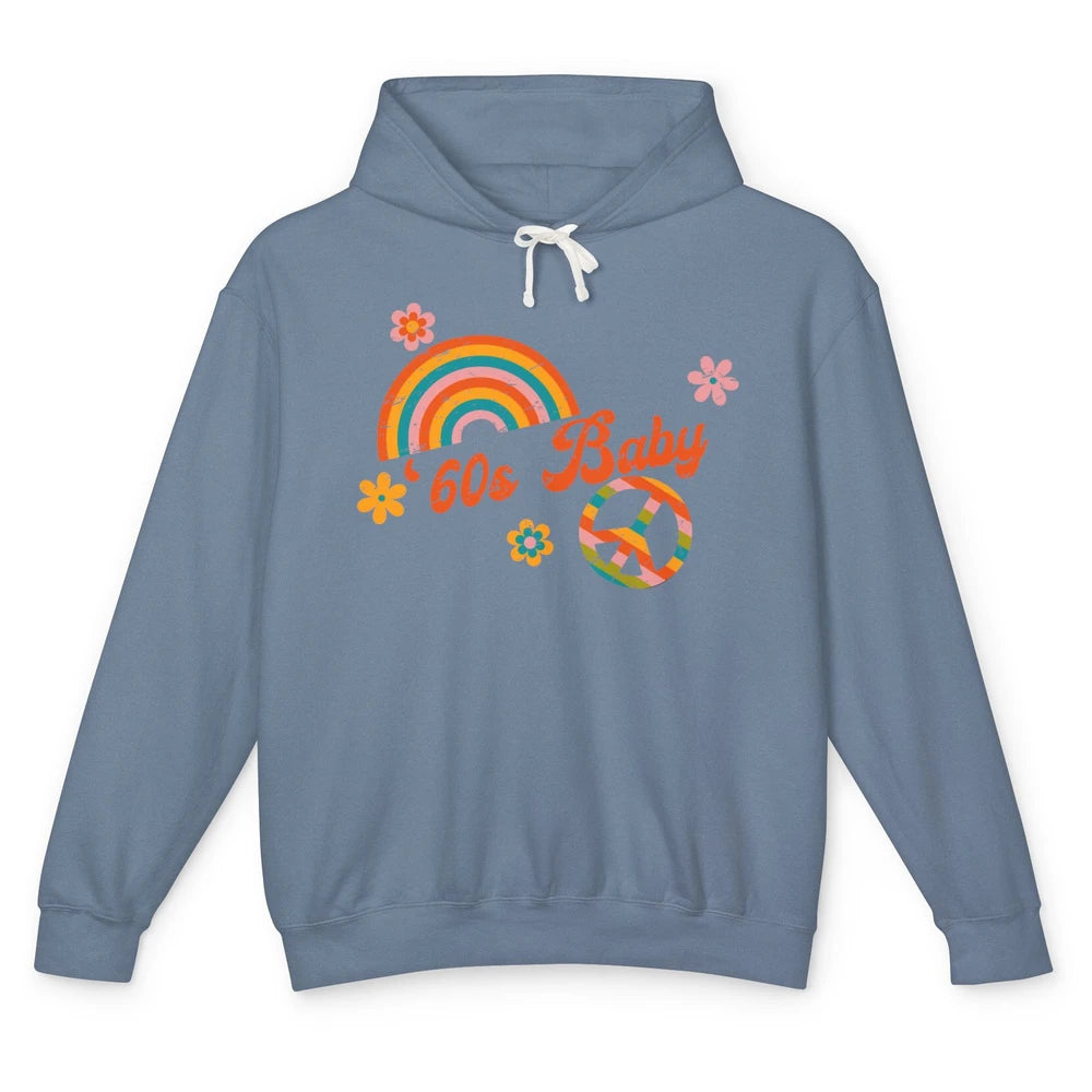 Retro Rainbow 60s Baby Made In 60s 1960s Born Birthday Day Unisex Lightweight Hoodie