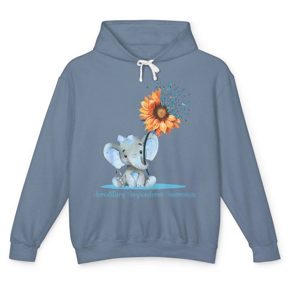 Hereditary Angioedema Awareness Ribbon Baby Elephant Daisy Unisex Lightweight Hoodie