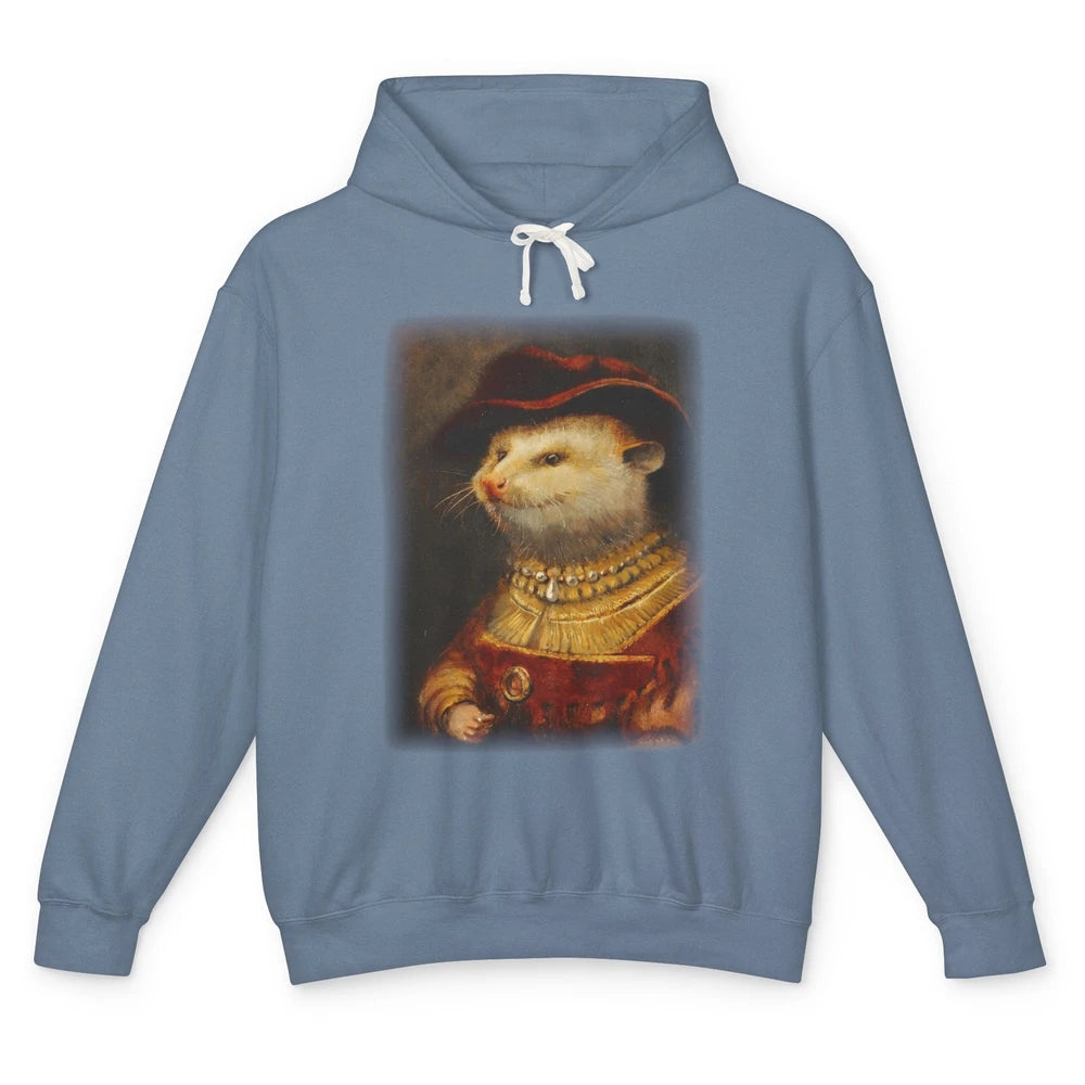 Retro Noble Opossum Young Gallant Western Opossum Art Unisex Lightweight Hoodie