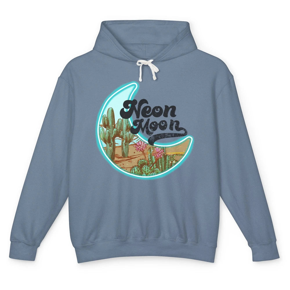 Neon Moon Cactus Flower Desert Western Cowboy Rodeo Vintage Unisex Lightweight Hoodie