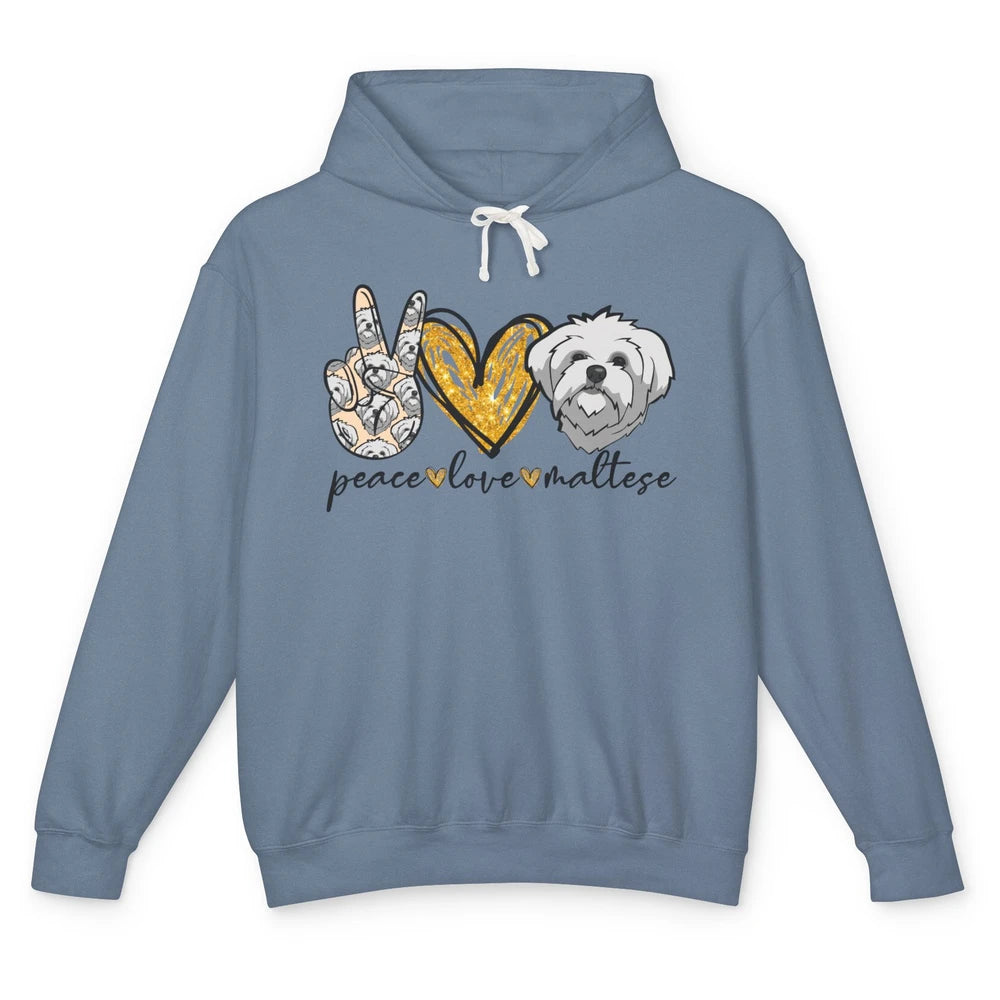 Peace Love Maltese Dog Maltese Dad Mom Mothers Fathers Day Unisex Lightweight Hoodie