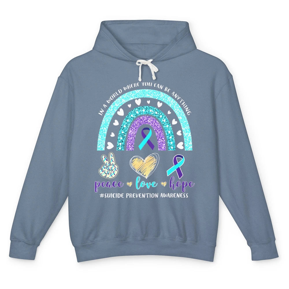 Peace Hope Love Rainbow Suicide Prevention Awareness Month Unisex Lightweight Hoodie