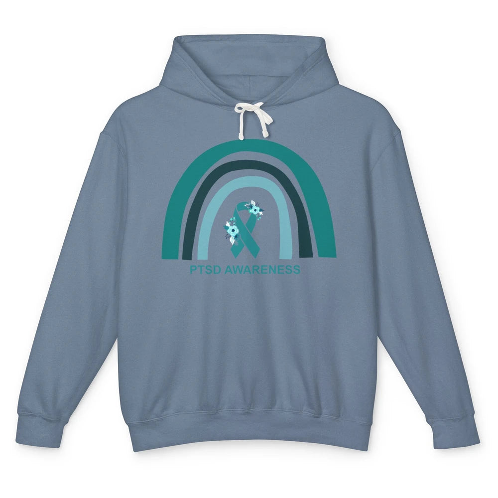 Post-traumatic Stress Disorder Awareness PTSD Teal Ribbon Unisex Lightweight Hoodie