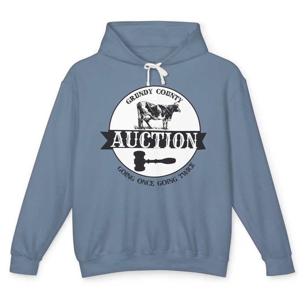 Retro Cow Cattle Grundy County Auction Western Country Farm Unisex Lightweight Hoodie